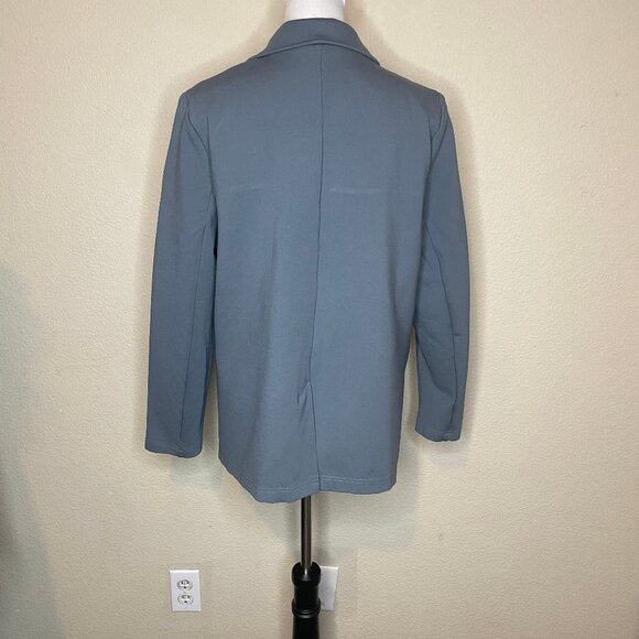 Betabrand Double-Breasted Stretch Ponte Blazer XL Dusty Blue Silver Buttons - Picture 6 of 13